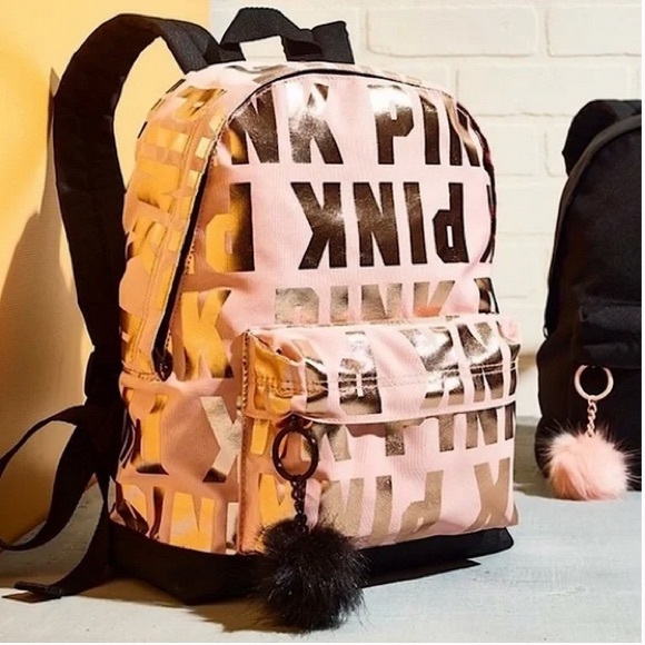 Victoria's Secret PINK Rose gold/ Black mini Backpack. New in package.NWT - Picture 2 of 5